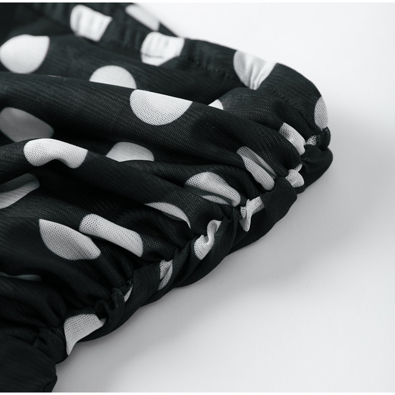 Szexi pöttyös ruhák nőknek váll nélkül hálós patchwork partiruha, hosszú ujjú, dörzsölt Vestidos Summer Lady elegáns köntösök