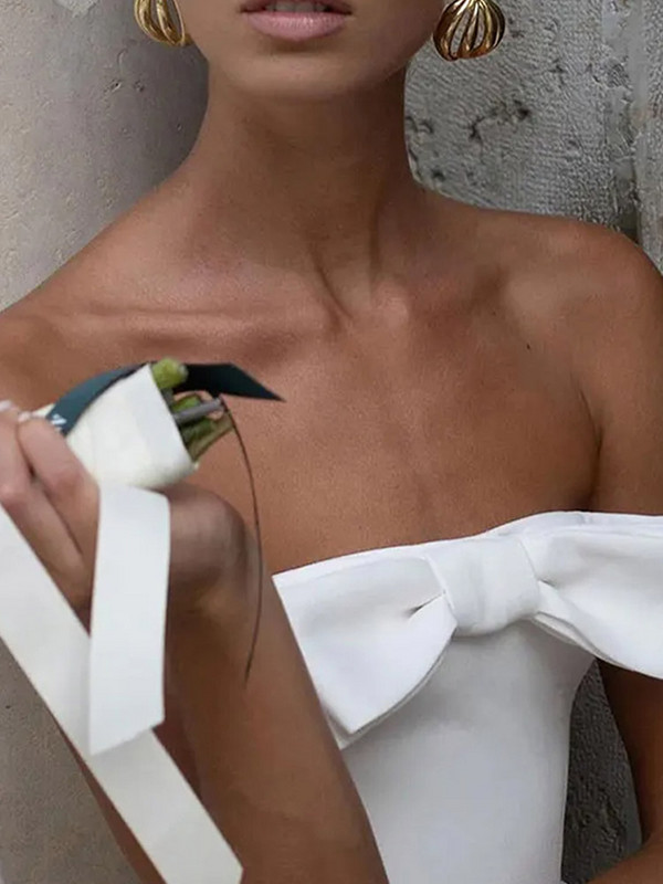 Divatos szexi masni pánt nélküli ruhák női fehér midi ruha hát nélküli ujjatlan Bodycon 2024 női elegáns új party klub köntösök