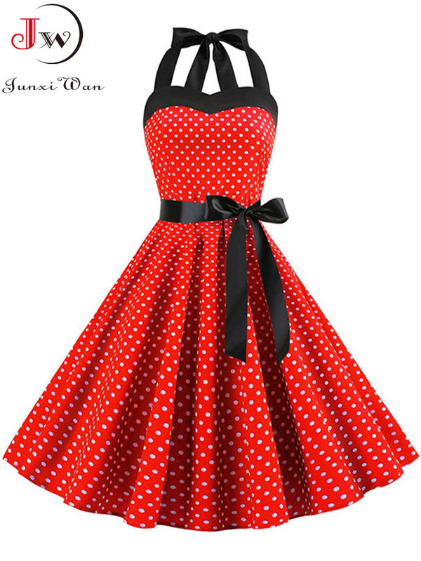 Szexi kötőfékes buliruha Női Nyári Hát nélküli Vintage Ruhák Retro Rockabilly Swing Köntös Női Elegáns Midi Sundress