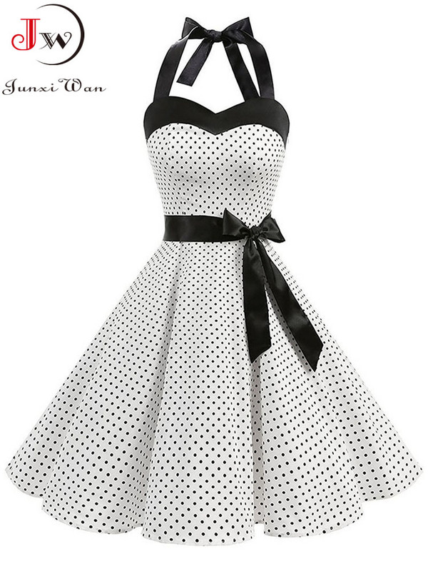 Szexi kötőfékes buliruha Női Nyári Hát nélküli Vintage Ruhák Retro Rockabilly Swing Köntös Női Elegáns Midi Sundress
