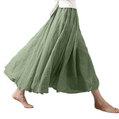 Καλοκαιρινά κομψά γυναικεία λευκά είδη Boho φαρδιά μακριά φούστα Φρέσκια και φύση πράσινη μποέμικη φούστες με στριφώματα εορταστικά ρούχα 2024