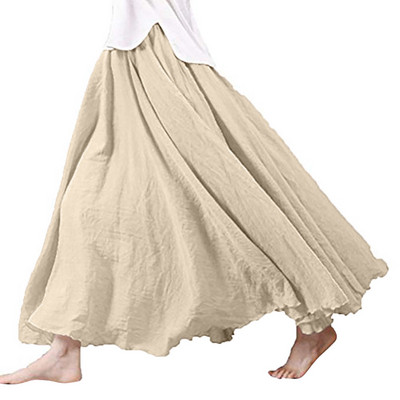 Καλοκαιρινά κομψά γυναικεία λευκά είδη Boho φαρδιά μακριά φούστα Φρέσκια και φύση πράσινη μποέμικη φούστες με στριφώματα εορταστικά ρούχα 2024