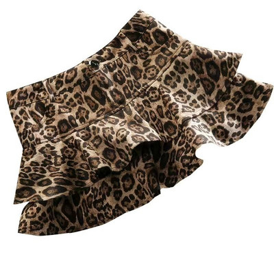Deeptown Sexy Leopard print Πλισέ φούστα Y2k Vintage Γυναικείες φούστες ψηλόμεση Μίνι φούστα βολάν καφέ Γυναικεία ρούχα στο δρόμο