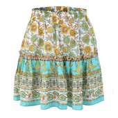Νέο Καλοκαίρι Floral Print Boho Beach Φαρδιά κοντή φούστα Γυναικείες 2023 Μόδα βολάν Casual Holiday Loose φούστες Streetwear Sweet