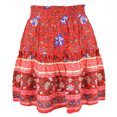 Νέο Καλοκαίρι Floral Print Boho Beach Φαρδιά κοντή φούστα Γυναικείες 2023 Μόδα βολάν Casual Holiday Loose φούστες Streetwear Sweet