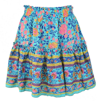 Νέο Καλοκαίρι Floral Print Boho Beach Φαρδιά κοντή φούστα Γυναικείες 2023 Μόδα βολάν Casual Holiday Loose φούστες Streetwear Sweet