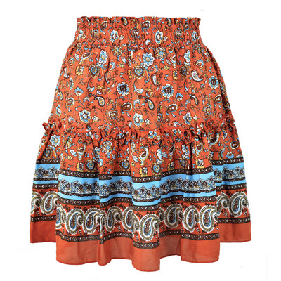 Νέο Καλοκαίρι Floral Print Boho Beach Φαρδιά κοντή φούστα Γυναικείες 2023 Μόδα βολάν Casual Holiday Loose φούστες Streetwear Sweet
