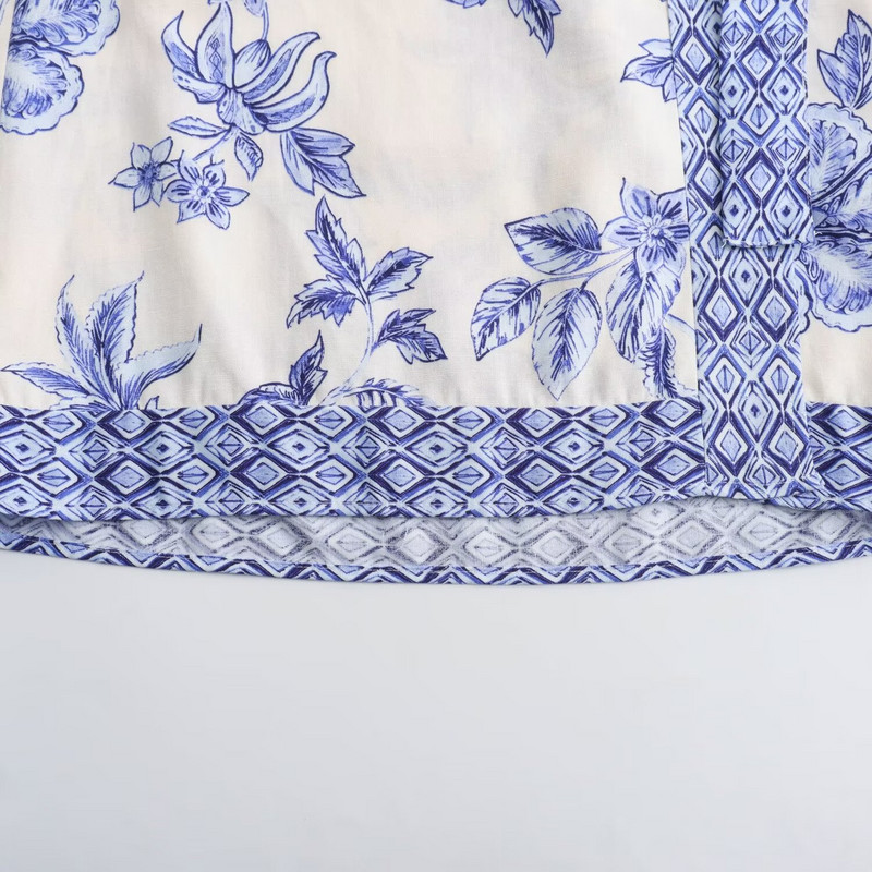 TRAF 2024 virágos miniszoknya női csomós, magas derekú női szoknyák nyári strand rövid szoknyák nőknek Print Boho női szoknyák