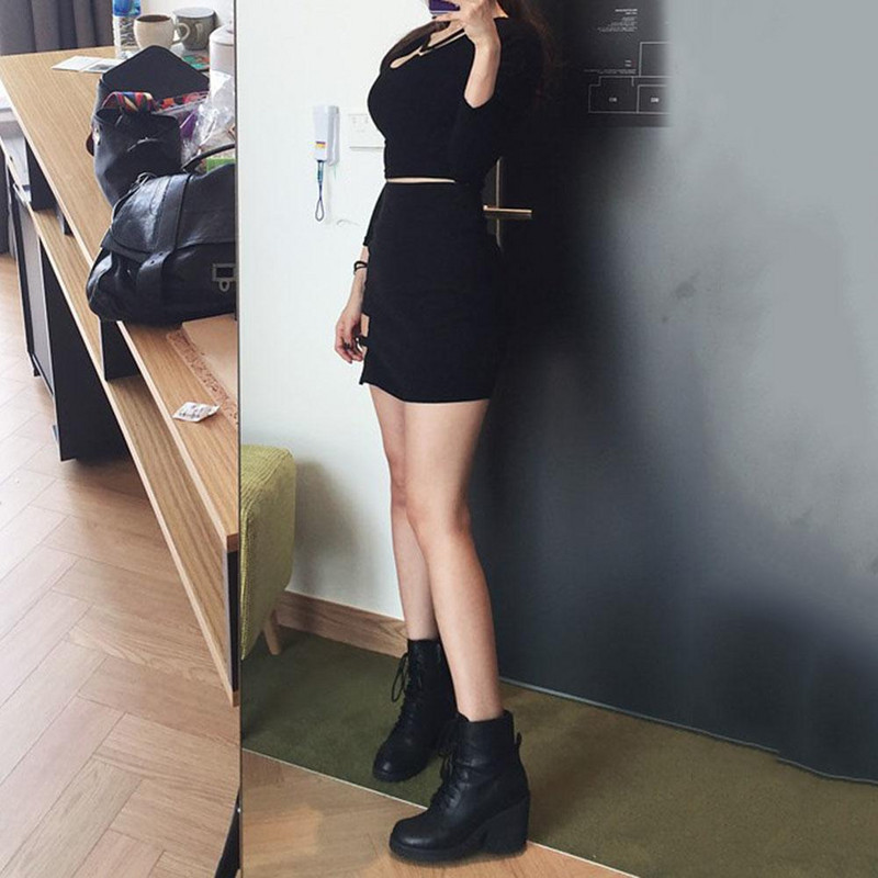 Gótikus harajuku egyéni szoknya női fém gyűrűs pánttal, fekete magas derekú Bodycon szoknya nyári punk miniszoknya hölgyeknek 2021