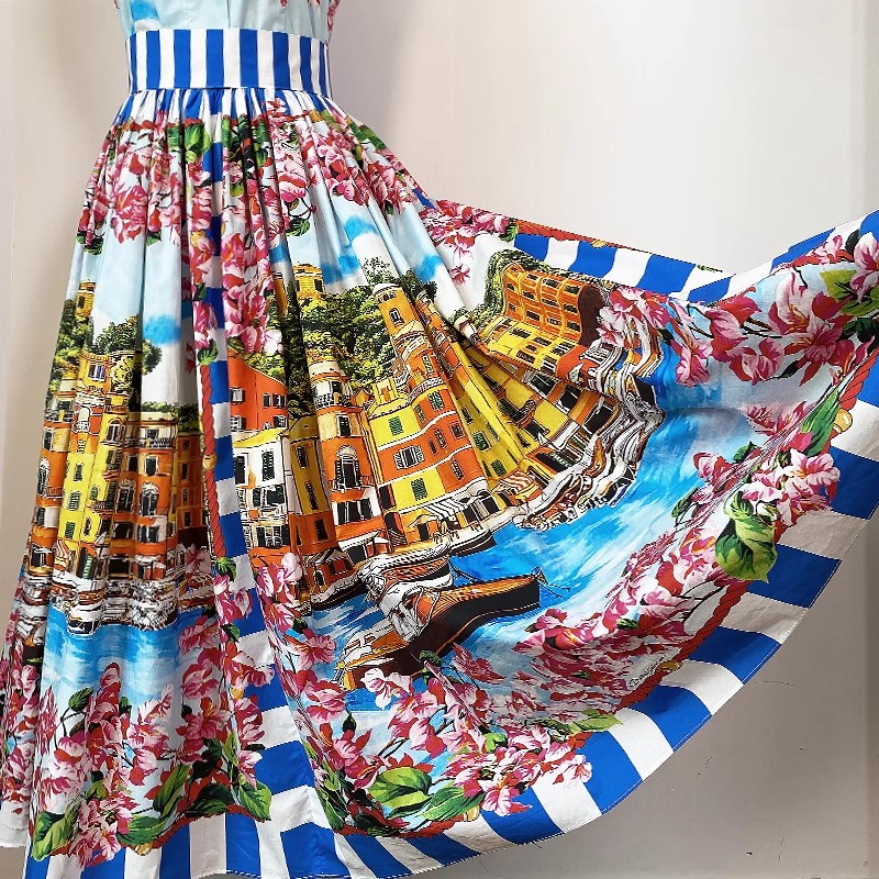 Nyári ünnep gombok Spagetti pántos ruha, kifutó, női, egysoros virágmintás tengerparti vakáció Midi Vestidos Camisole