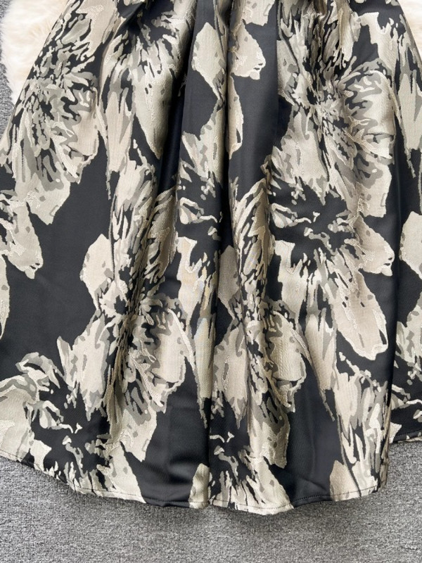 Női Vintage buliruha Nyári Elegáns Magas derekú, Karcsú A-vonalú Midi Ruha Négyszögletes Nyakú Ujjatlan Nyomtatott Hosszú Köntös Vestidos