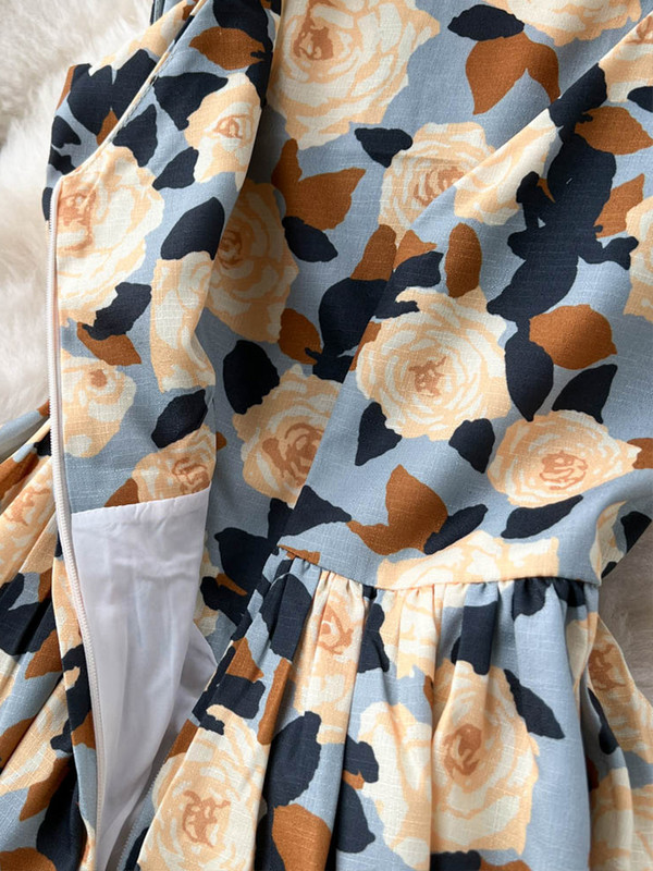 FTLZZ Nyári Elegáns Női O-nyakú, ujjatlan, ujjatlan térdig érő ruha Alkalmi női nyaralás tengerparti virágmintás ruha