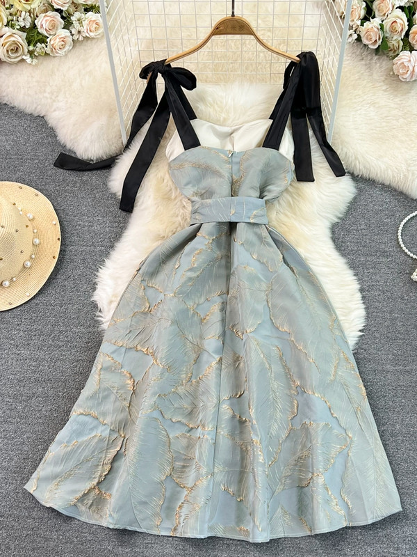 FTLZZ nyári női szexi spagettipántos virágmintás ruha Alkalmi női strandruha A vonalú midi ruha