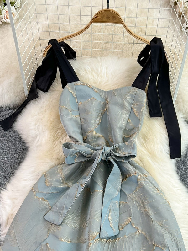 FTLZZ nyári női szexi spagettipántos virágmintás ruha Alkalmi női strandruha A vonalú midi ruha