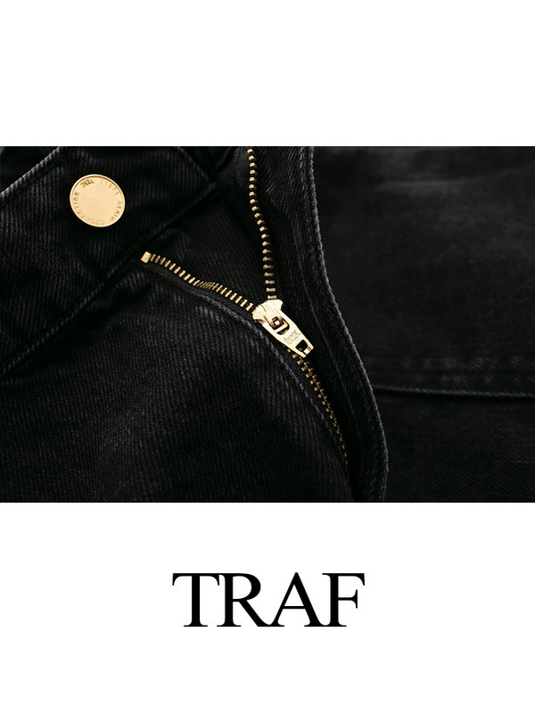 TRAF Fashion Midi szoknya Vintage Streetwear szoknyák női magas derekú fekete farmer szoknya női hasított Jean hosszú szoknyák nőknek