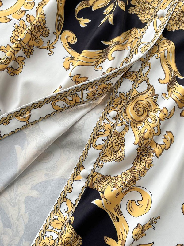 Új divatos Runway barokk maxi ruha női hosszú lámpás ujjú gombokkal lefelé arany virágmintás elegáns öves parti ruhák