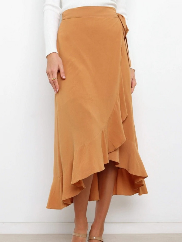 Nyári hosszú női szoknyák 2024 divatos, fűzős, szabálytalan egyszínű magas derekú Bodycon fekete szoknya női rózsaszín sifon szoknya