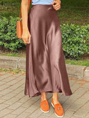 ZANZEA nő tavaszi őszi szatén selyem szoknya munka OL Hátsó cipzár Faldas Saia Jupe Elegáns Alkalmi Party Solid Sundress 2023