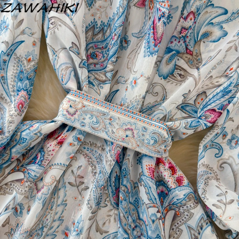 Tavaszi Femme köntös Temperament Vestido Feminino Fashion Sashes Bandage Lantern Sleeve Stand Nyak karcsú derék ruha nőknek