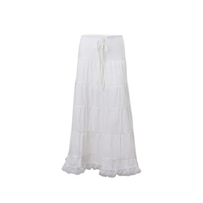 Maemukilabe Y2K Esztétikus tündéri fehér hosszú szoknya női Vintage magas derekú, megkötős csipke szegéllyel Maxi A-vonalú szoknya koreai utcai viselet