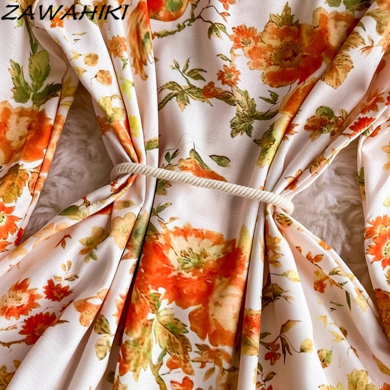 Karcsú derék Boho ruha kötszer Virágos Vestidos Para Grados koreai női ruhák lámpás ujjú irodai hölgy Ropa Mujer