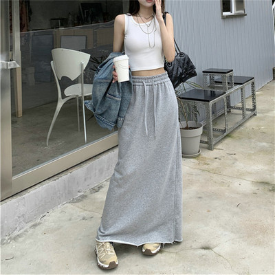 Új, 2023-as koreai őszi női szoknyák, szolid divat, egyszerű előkészületi stílus, hétköznapi, hétköznapi tavaszi, bokáig érő diákszoknyák