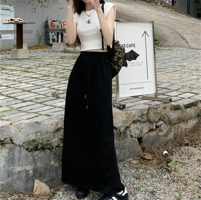 Új, 2023-as koreai őszi női szoknyák, szolid divat, egyszerű előkészületi stílus, hétköznapi, hétköznapi tavaszi, bokáig érő diákszoknyák