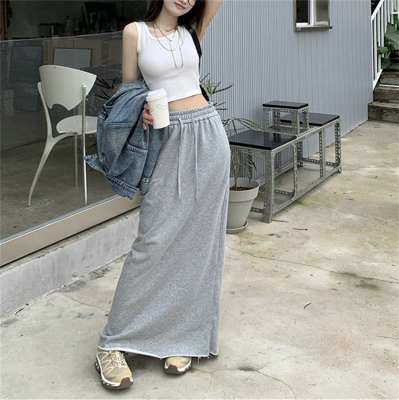 Új, 2023-as koreai őszi női szoknyák, szolid divat, egyszerű előkészületi stílus, hétköznapi, hétköznapi tavaszi, bokáig érő diákszoknyák