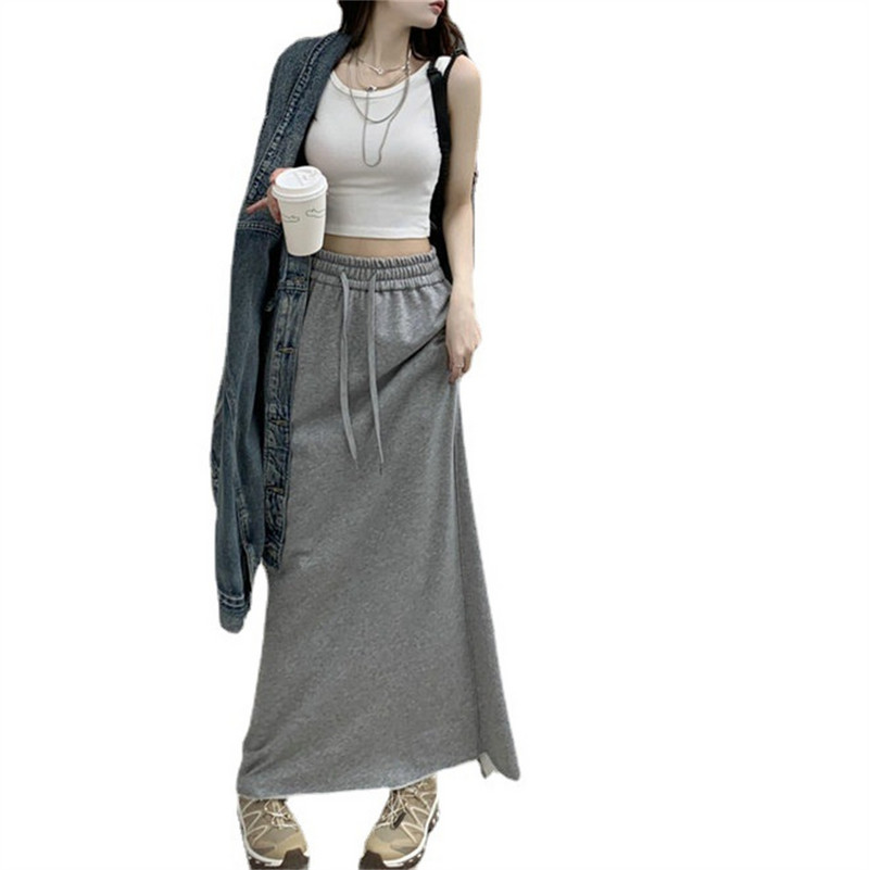 Új, 2023-as koreai őszi női szoknyák, szolid divat, egyszerű előkészületi stílus, hétköznapi, hétköznapi tavaszi, bokáig érő diákszoknyák