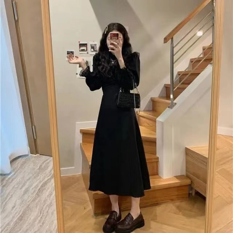 Francia csipke vintage ruha női divatos puffer ujjú elegáns egyrészes ruha koreai 2022 tavaszi High Street karcsú Midi ruha Y2k