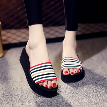 2022 Нови чехли с високи токчета Ежедневни дамски сандали на платформа Джапанки Домашни дамски летни чехли на танкетка Дамски чехли 34-41