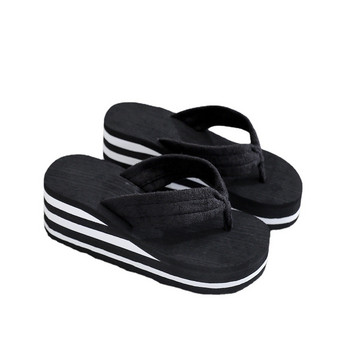 Джапанки Дамски летни модни плажни студентски обувки на висок ток Дебела подметка Чехли Дамски обувки Високи 6,5 см Pantuflas De Mujer