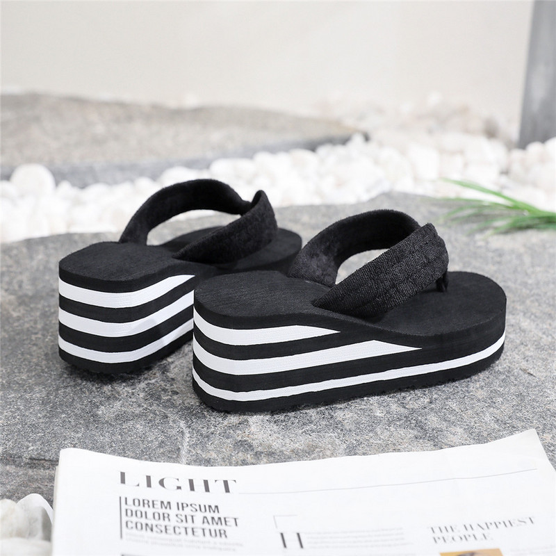 Flip papucsok Női Nyár kint Divat Strand Diák magassarkú vastag talpú papucs női cipő magas 6,5 cm Pantuflas De Mujer