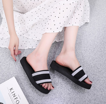 Летни дамски чехли Модни сандали на танкетка на платформа Джапанки за свободното време на открито Пътуване Плажни чехли Дамски пързалки на висок ток