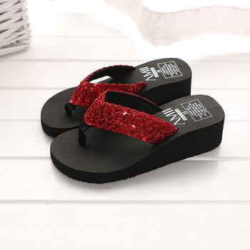 Летни дамски джапанки Ежедневни пайети Неплъзгащи се чехли Дамски сандали на платформа Плажни обувки с отворени пръсти Вътрешни Zapatillas Mujer
