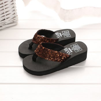 Летни дамски джапанки Ежедневни пайети Неплъзгащи се чехли Дамски сандали на платформа Плажни обувки с отворени пръсти Вътрешни Zapatillas Mujer