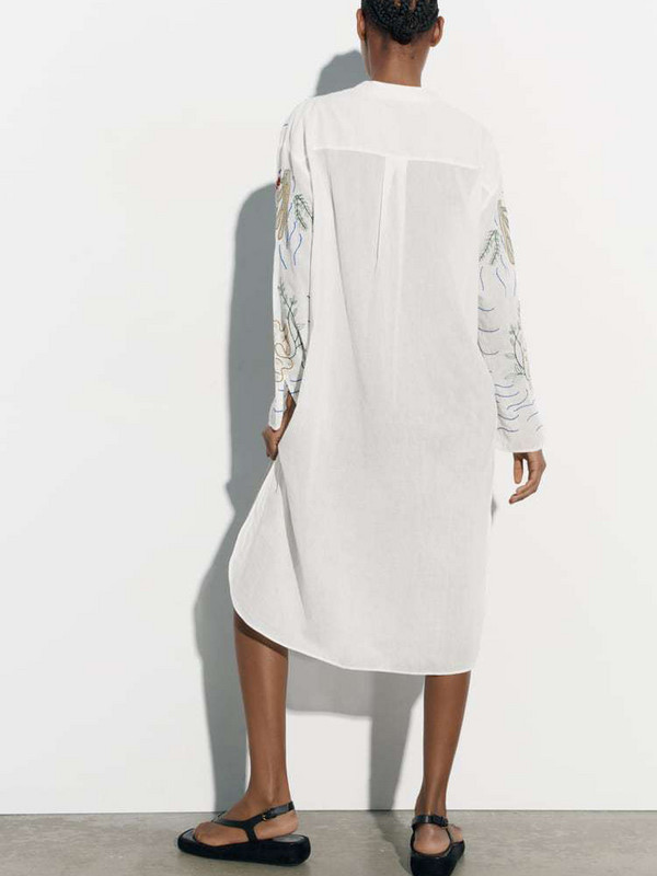 Fitshinling Bohém hímzéses ingruha Női ruházat Virág Egyenes Vestidos Femme Divatos Vintage Midi ruhák Női