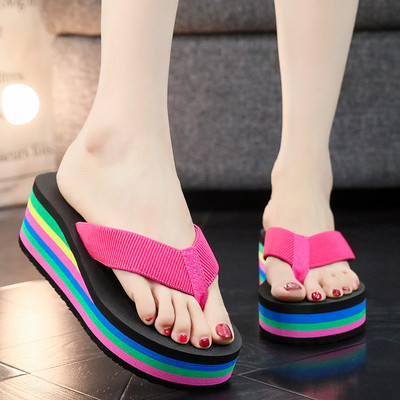 Comemore Magassarkú cipők Alkalmi női platós szandálok Flip Flop Kezdőlap Női nyári cipők Wedges Új 2022 Női papucsok 34