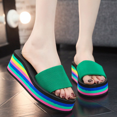 Comemore Magassarkú cipők Alkalmi női platós szandálok Flip Flop Kezdőlap Női nyári cipők Wedges Új 2022 Női papucsok 34