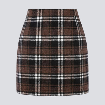 2024 Elegáns miniszoknyák női nyári szexi kockás magas derekú csípő szoknya női őszi divat Irodai viselet faldas para mujeres