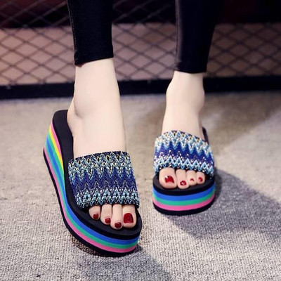 Házi papucsok emelvényes cipők alacsony csúszdák nyári klumpák női gumi papucsok éken Pantofle strand hawaii 2024 Róma