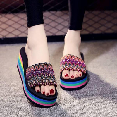 Házi papucsok emelvényes cipők alacsony csúszdák nyári klumpák női gumi papucsok éken Pantofle strand hawaii 2024 Róma