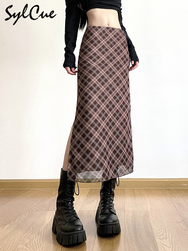Sylcue francia stílusú, rombusz alakú klasszikus retro, minden meccs alkalmi, divatos, menő önbizalom utcai női őszi egyenes szoknya
