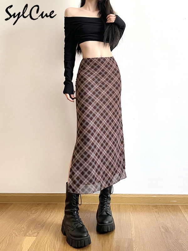 Sylcue francia stílusú, rombusz alakú klasszikus retro, minden meccs alkalmi, divatos, menő önbizalom utcai női őszi egyenes szoknya