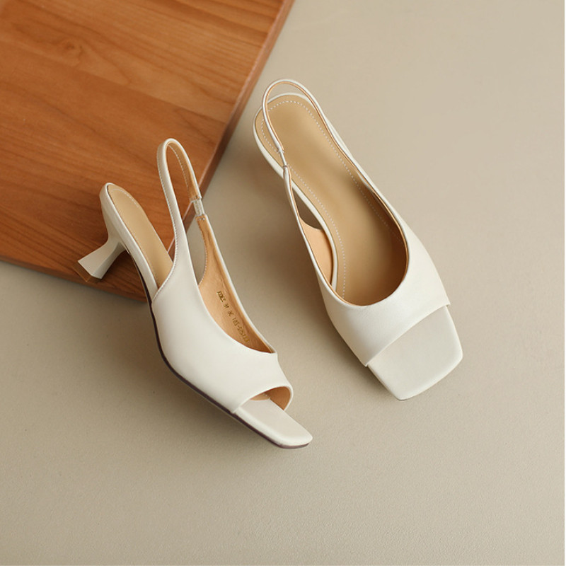 Nyári Új divat Négyzetfejű Női Szandál Elegáns Vékony Magas Sarkú Hátsó üres Szandál Női Cipők Zapatos De Mujer