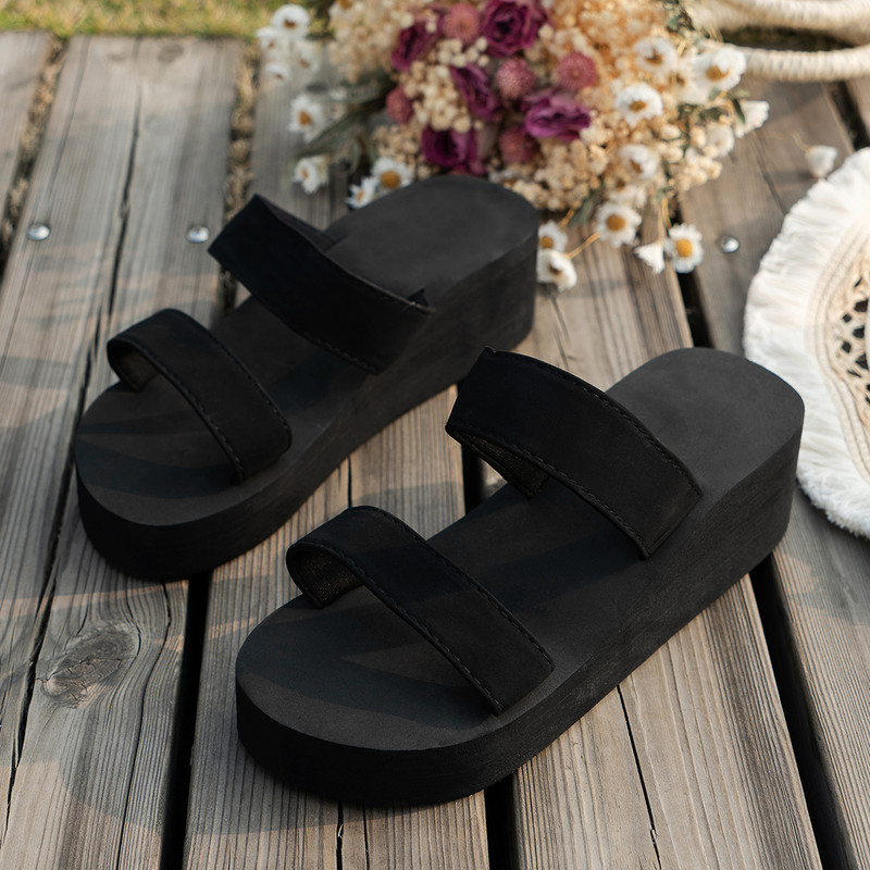 Éksarkú, vastag talpú női szandál magassarkú szandál nyári alkalmi női cipő Strand papucsok tömör csúszdák női papucsok