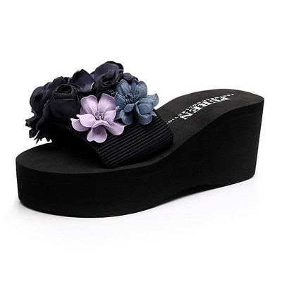 BEYARNELitthing kézzel készített nyári divat női virág lábujjcsipesz papucs csúszásmentes ék strandpapucs női cipő