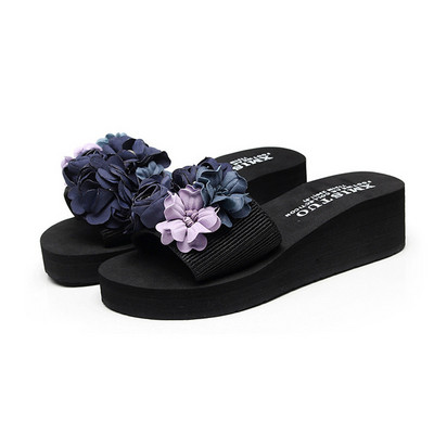 BEYARNELitthing kézzel készített nyári divat női virág lábujjcsipesz papucs csúszásmentes ék strandpapucs női cipő