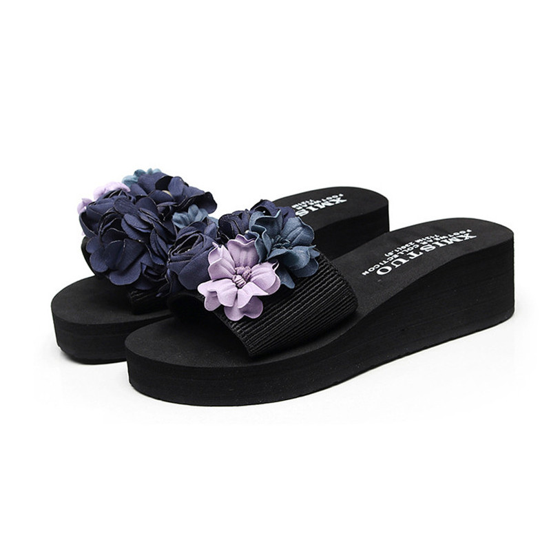 BEYARNELitthing kézzel készített nyári divat női virág lábujjcsipesz papucs csúszásmentes ék strandpapucs női cipő