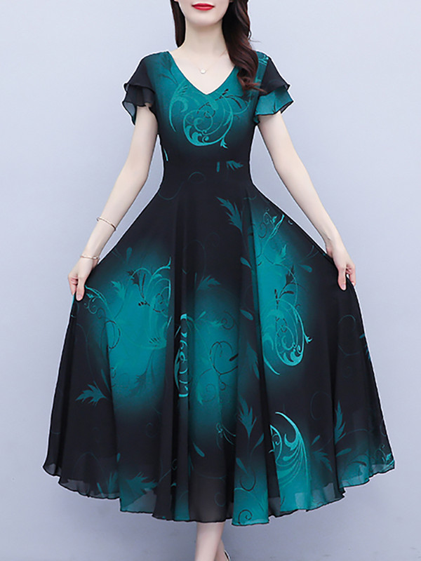 2024 nyári sifon alkalmi strand hosszú napruha Női Elegáns Bodycon Luxus báli éjszakai ruhák Vintage Print Party Midi Vestidos